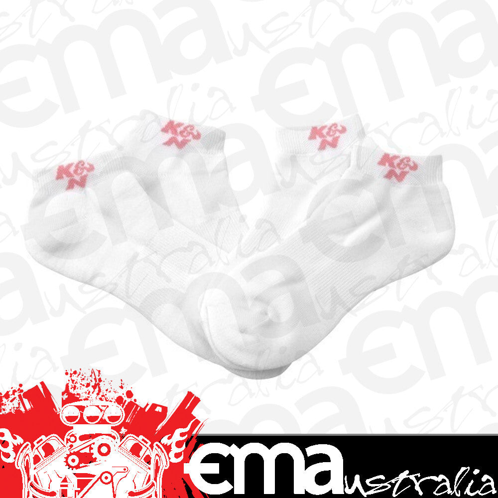 K&N Filters KN88-4502 Ankle Socks 2-Pairs White W/ Pink Logo Size 6-9