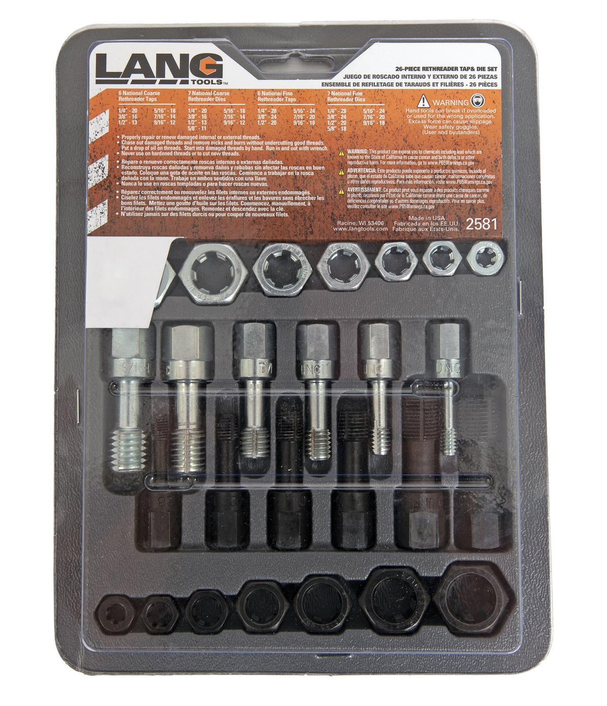 Lang Tools LAG-2581 Thread Restorer Set 26-Piece Set