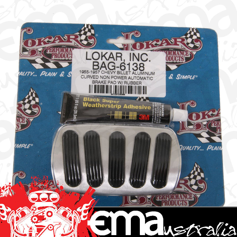 Lokar LK-BAG-6138 Curved Xl Brake Pedal Pad W/Rubber Billet Alloy For 55-57 Chev