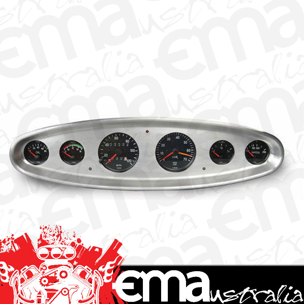 Lokar LK-BDI-9106 6 Gauge Oval Dash Insert 3-1/8" & 2-1/16"Polished Billet Alloy