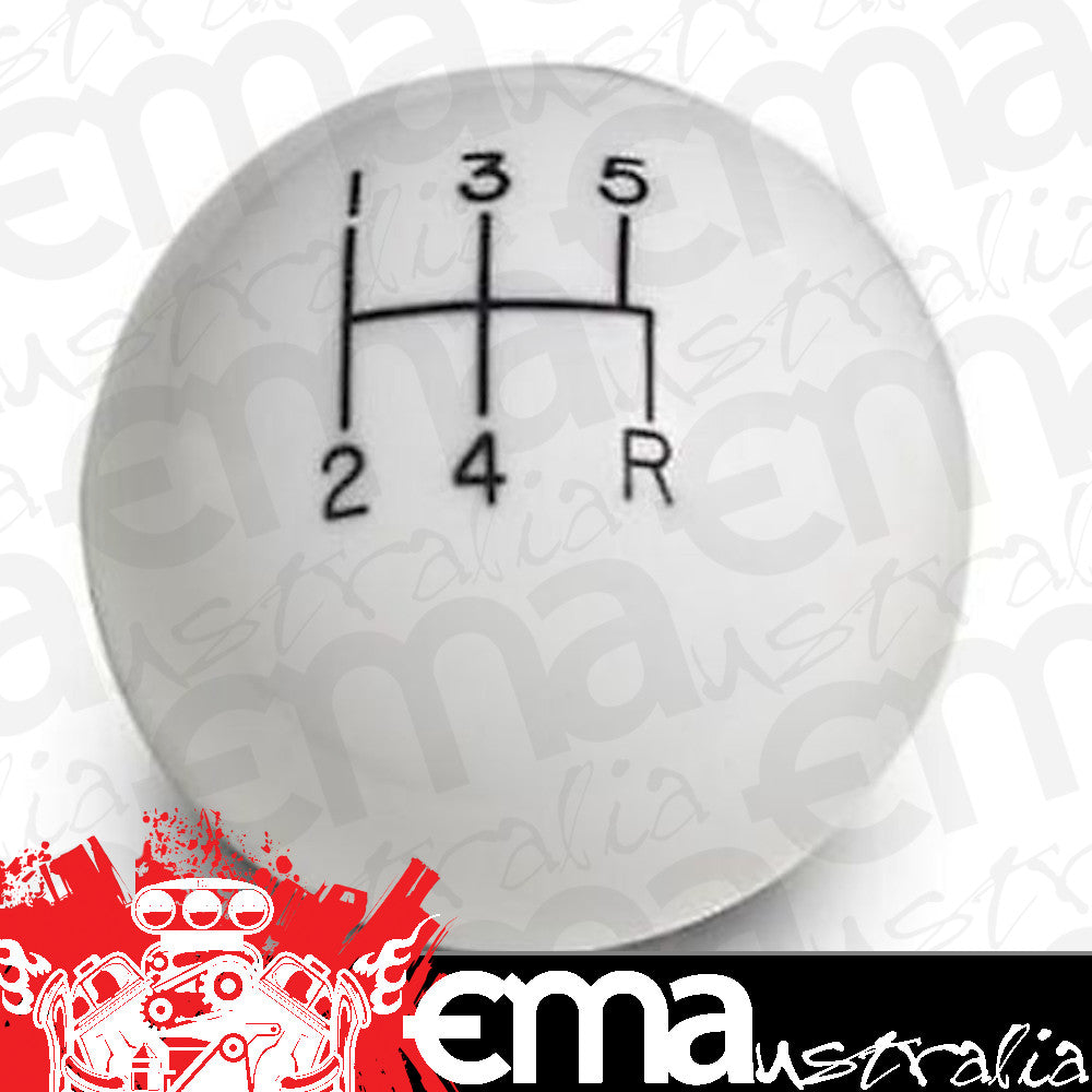 Lokar | LK-SK-6874 | 5-Speed Manual White 2" Gear Knob 3/8-24 & 3/8-16 Threads