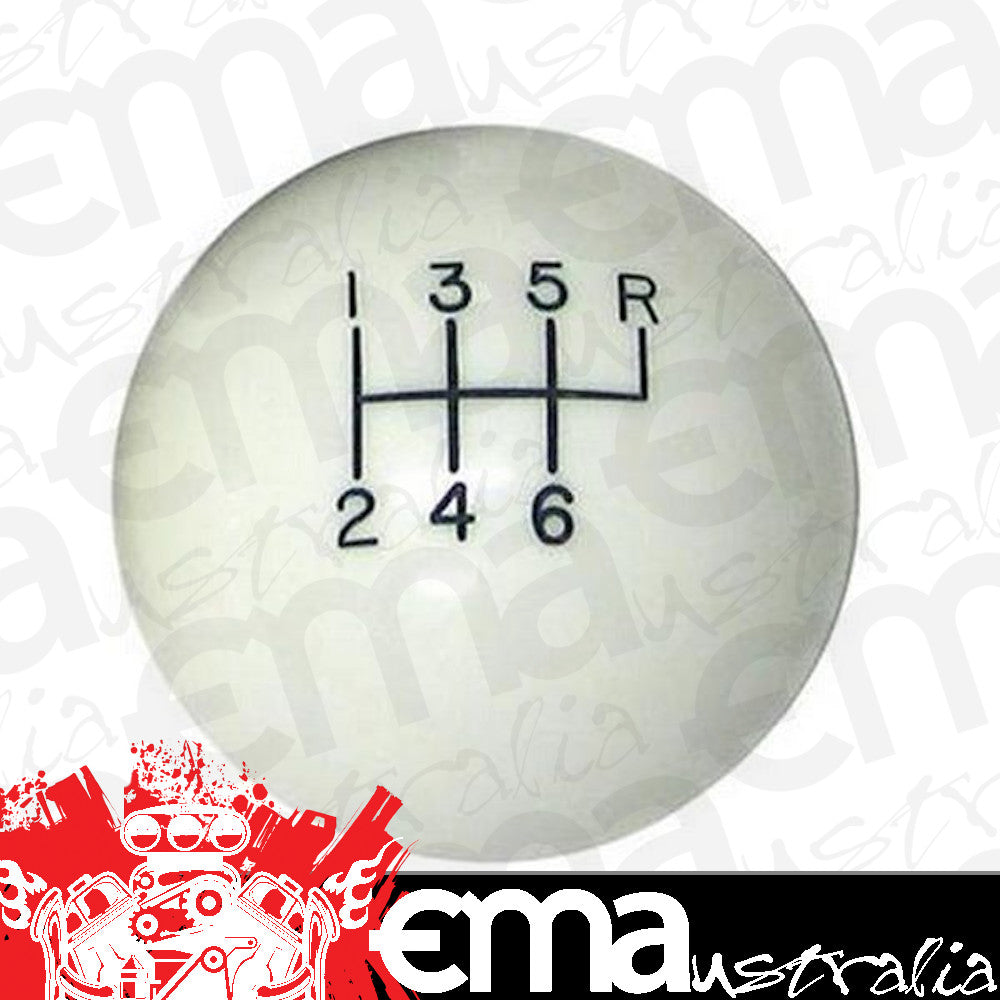 Lokar LK-SK-6875 6-Speed Manual White 2" Gear Knob 3/8-24 & 3/8-16 Threads