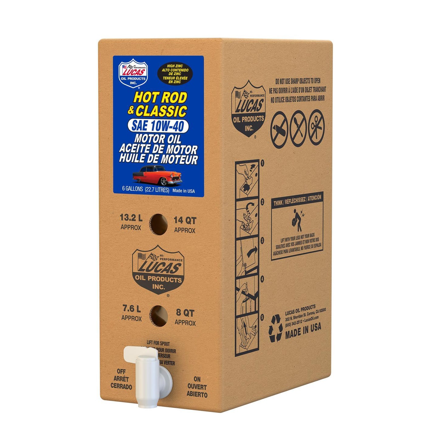 Lucas Oils LUS-18026 SAE 10W-40 Hot Rod Oil 1 6 Gallon Box