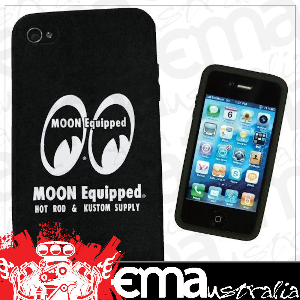 Mooneyes MNMQG039BK I-Phone 4 Soft Rubber Cover Black w/ Moon Equipped Logo