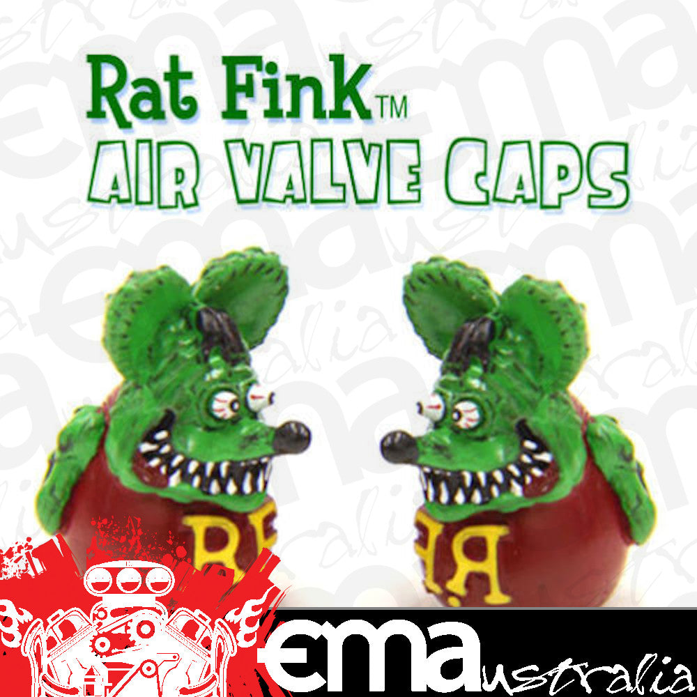 Mooneyes MNRAF280GR - Rat Fink Tyre Air Valve Stem Caps - Green (pair) 2 -