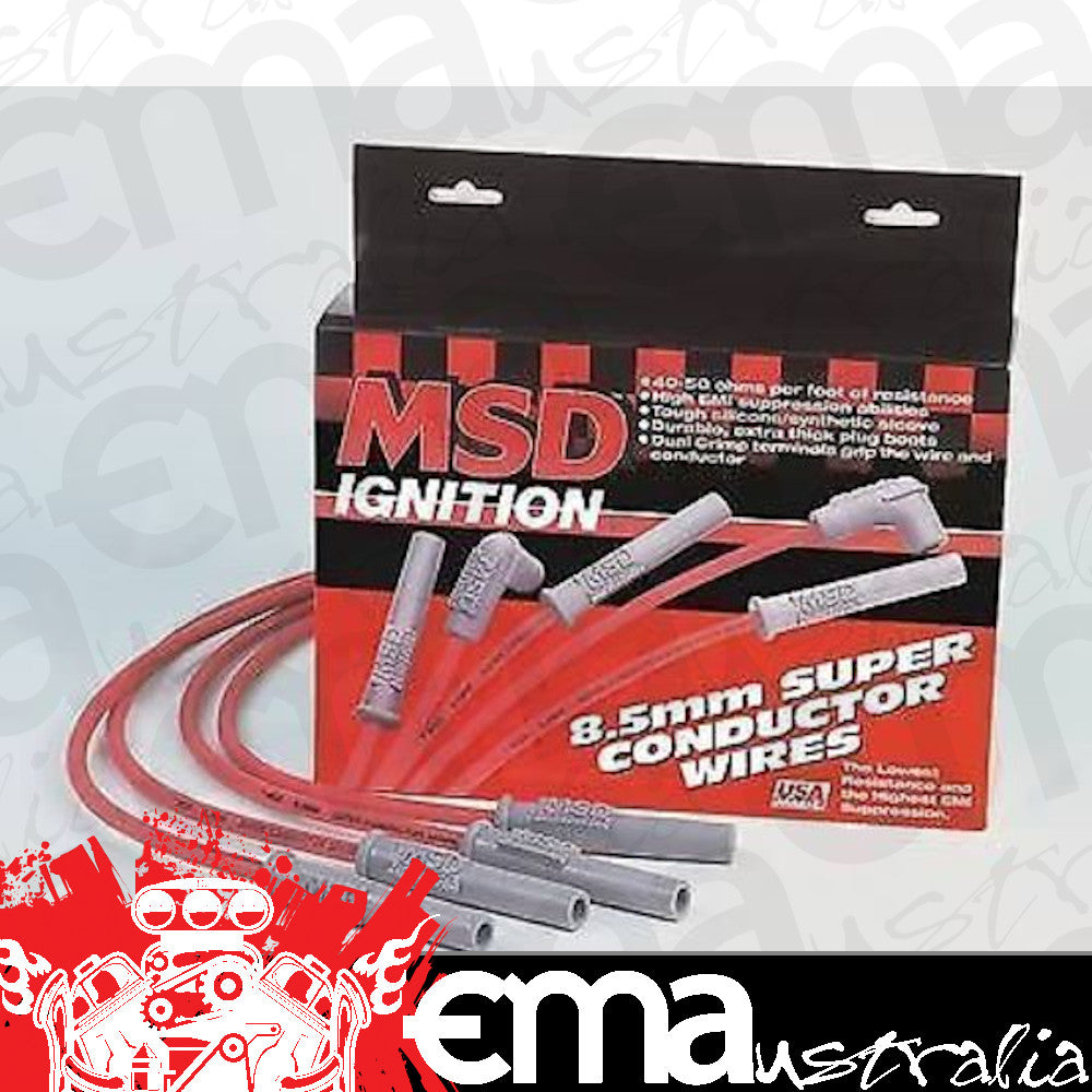 MSD Ignition MSD32229 Super Conductor Plug Lead Set 8.5mm Ford 4.6L V8 Red 90Ç÷ Boot 32229