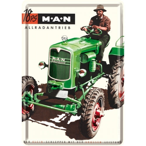 Nostalgic-Art 5116223 Metal Card Man Tractor Green