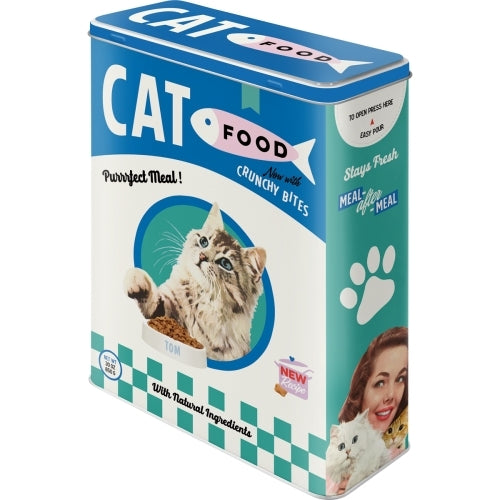 Nostalgic-Art 5130329 Tin Box XL Cat Food Blue Tin