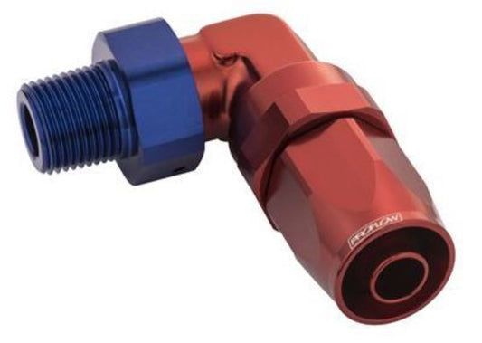 Proflow PFE829-08-06 Fitting Male Hose End 3/8" NPT 90 Degree to -08AN Hose Blue