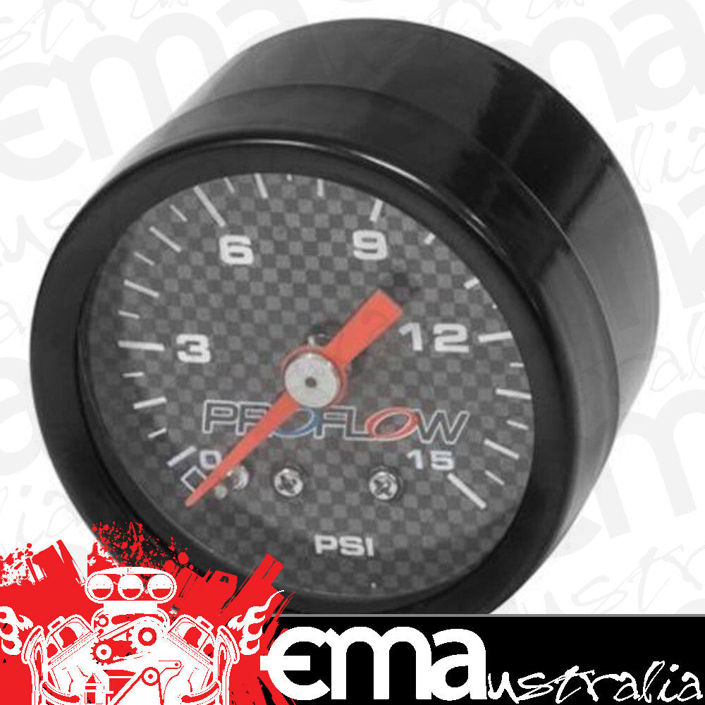 Proflow PFEFG15BK Fuel Pressure Gauge 0-15PSI Black body/White Face