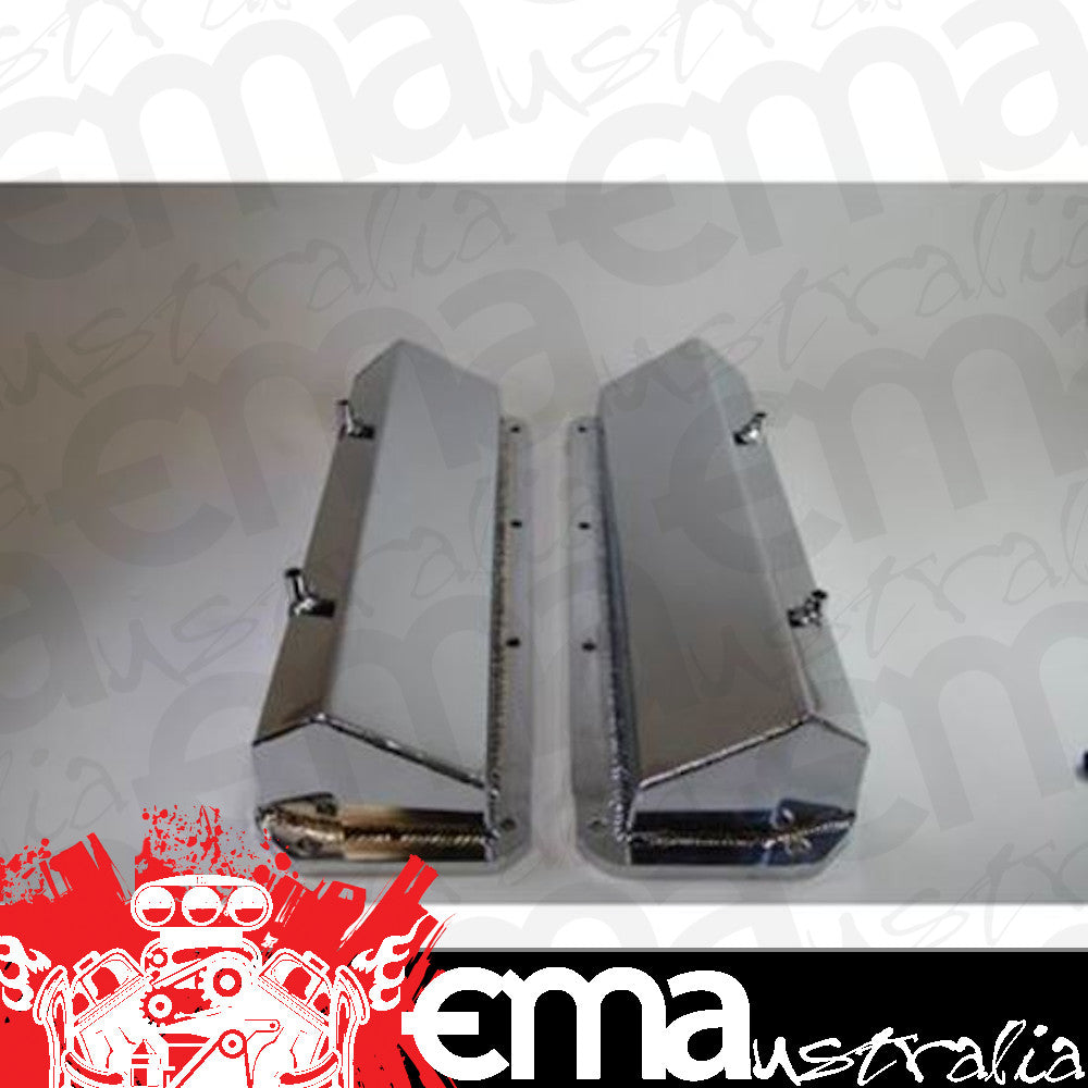 RPC RPCR6242C Fabricated Aluminium Valve Covers 302 351 Cleveland Ford Chrome Finish (pair)