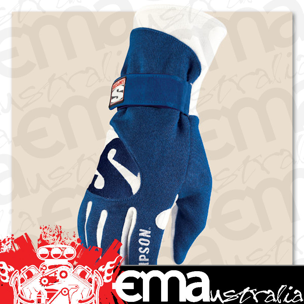 Simpson SI21700SB Legend Driving GlOves SFI Nomex/Leather Size Small Blue