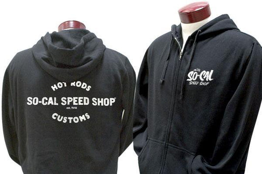 So-Cal Speed Shop SOSSM-7009SC10L Vintage Zip-Up Hoodie Black Large