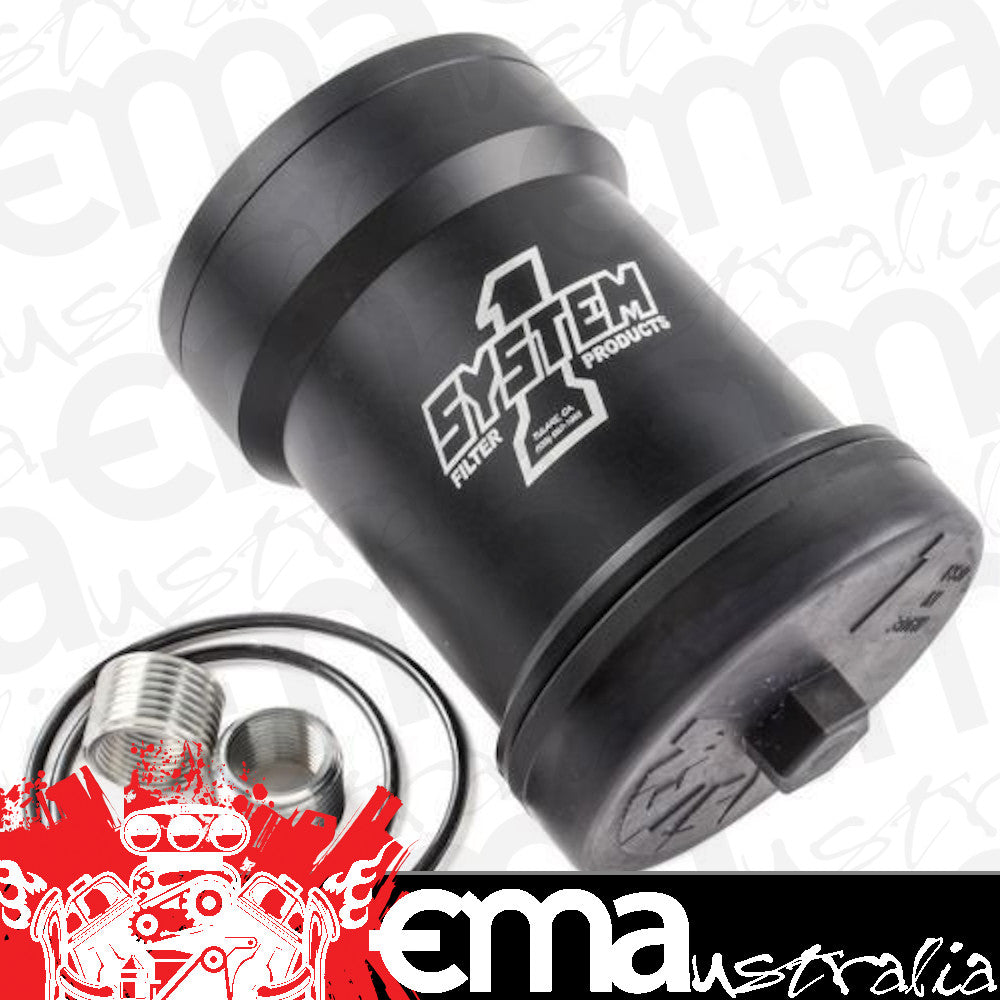 System One SY209-512B Billet No Bypass Fuel Filter 10 Micron Black 1"-12 Thread