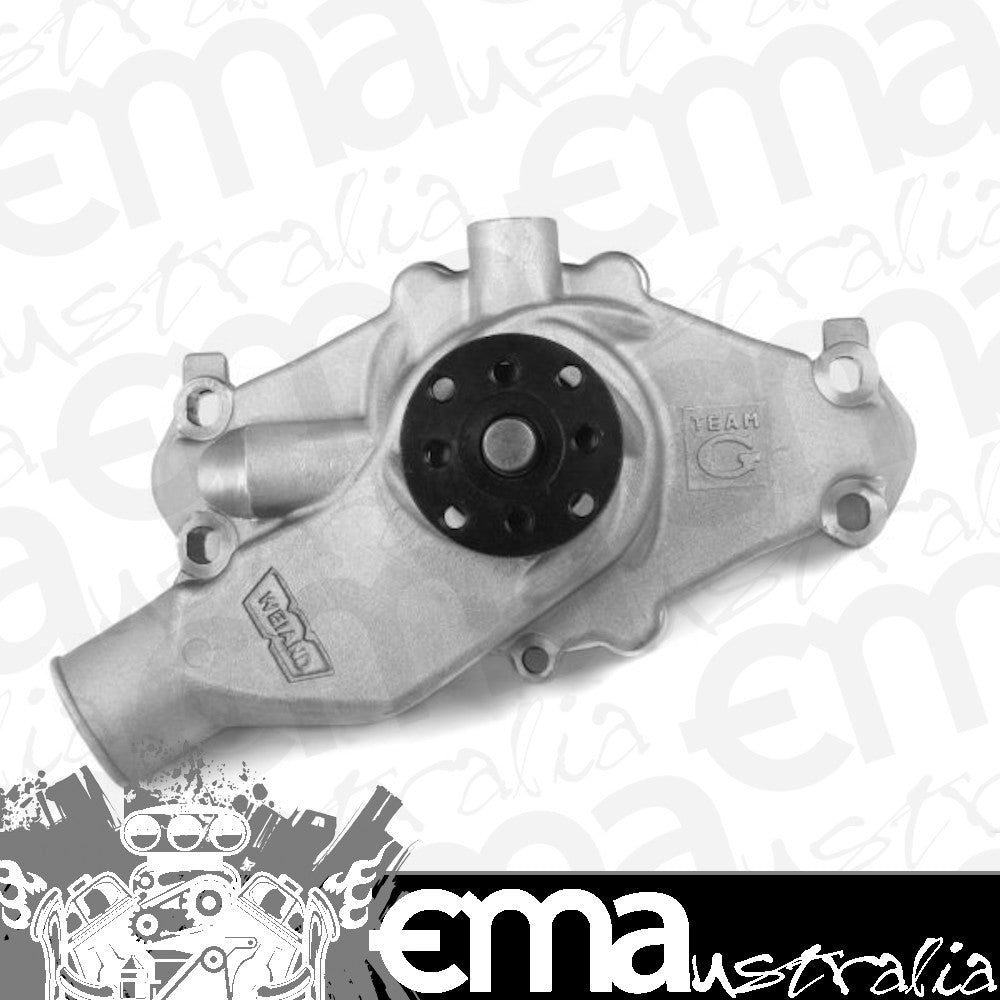 Weiand WM9221 SB Chev Circle Track Team G Water Pump W/ "Twisted Snout" Design Adjustable Satin Finish