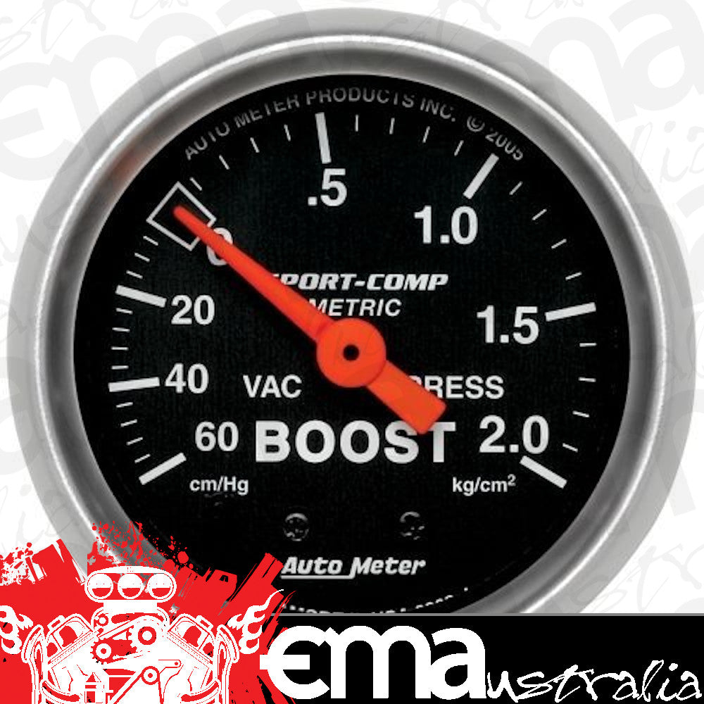 AutoMeter AU3303-J Sport-Comp 2-1/16" Mech Boost/Vacuum Gauge 60Cm Hg/2.0 Bar