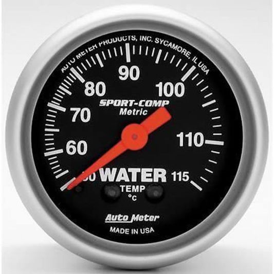 AutoMeter AU3332M Sport-Comp Water Temp Gauge 2-1/16"