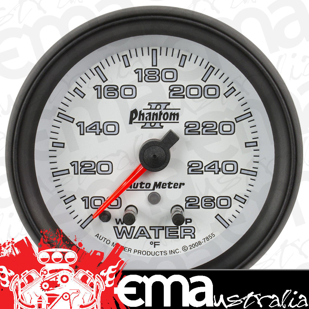 AutoMeter AU7855 Phantom II Water Temperature Gauge 2-5/8" Full Sweep Elec Peak Memory And Warning 100-260???úF