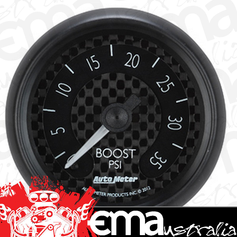 AutoMeter AU8004 GT Boost Gauge 2-1/16" Black Carbon Fiber Dial Full Sweep Mech 0-30 PSI