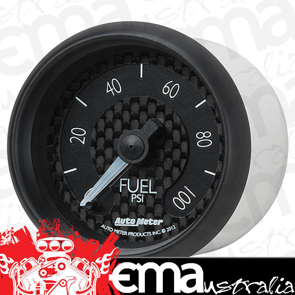 AutoMeter AU8063 GT Fuel Pressure Gauge 2-1/16" Black Carbon Fiber Dial Full Sweep Elecal 0-100 PSI