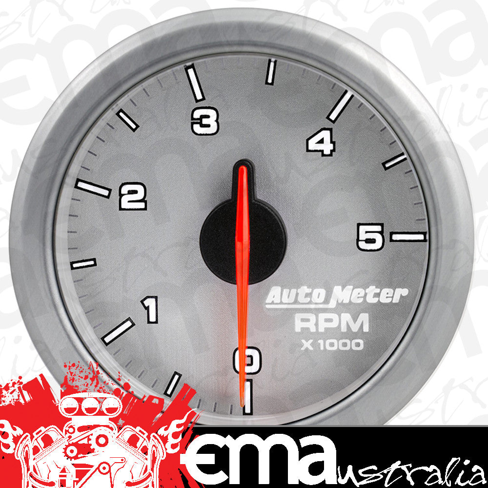 AutoMeter AU9198-UL Airdrive Tachometer 2-1/16" Silver Dial Full Sweep Elec 0-5 000 RPM