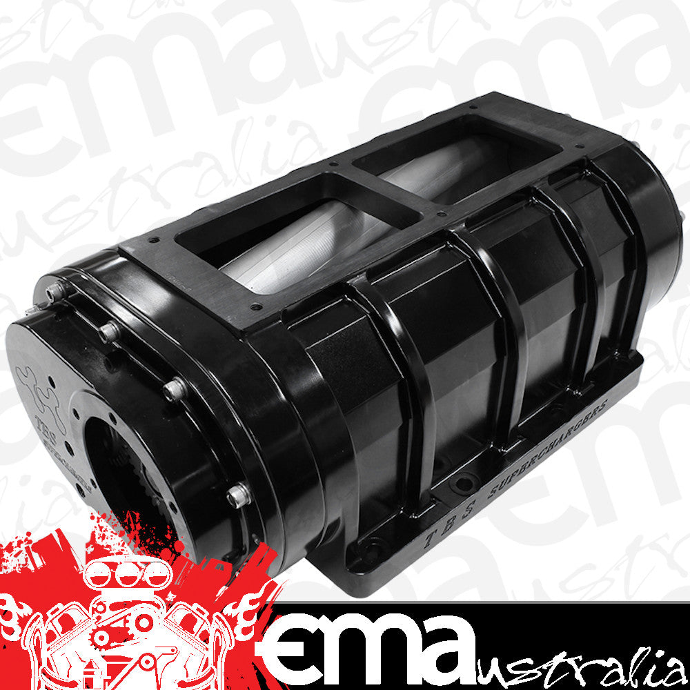 The Blower Shop B2028-BLK Billet 8-71 Blower w/ 3-Lobe Cast Rotors & Front Offset Black Anodised