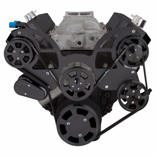CVF B-454-WRAPTOR-AC Black Serpentine System for Big Block Chevy - AC Power Steering & Alternator - All Inclusive