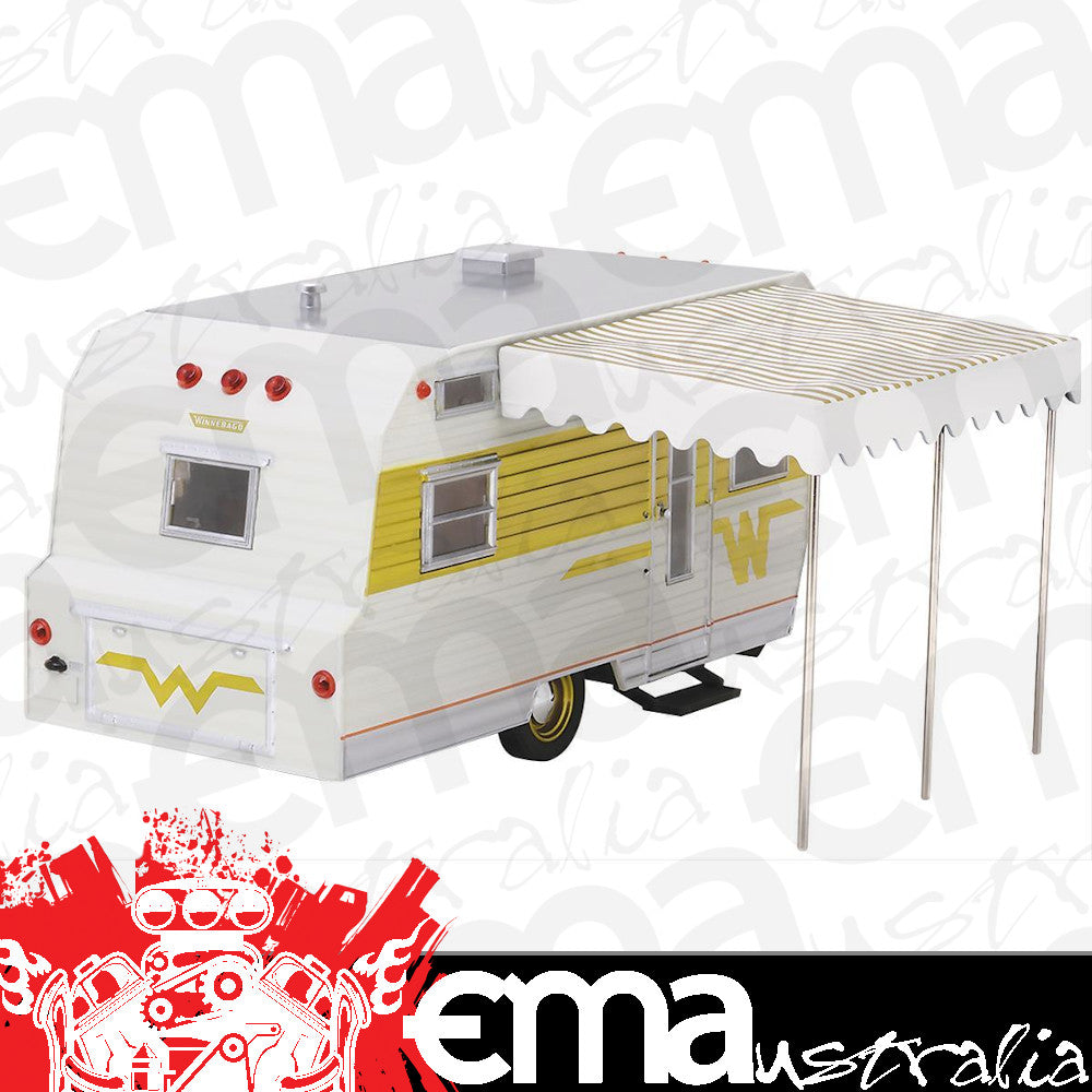 Greenlight GLC-18420-B Diecast Model Yellow 1964 Winnebago Travel Trailer 1:24 Scale
