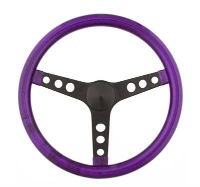 Grant GR8453 Metal Purple Flake Glitter 13.5" Steering Wheel 3-Spoke Black Powdercoat Moon Style