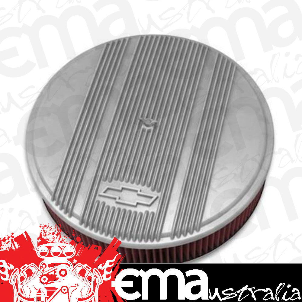 14' x 3' Air Cleaner Kit Holley GM Finned 'Bowtie' Natural Finish w/premium filter