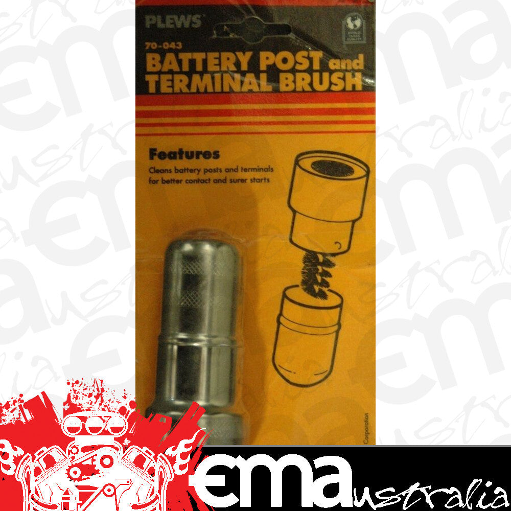 Plews Tools 70-043 Metal Battery Post & Terminal Brush - Nos