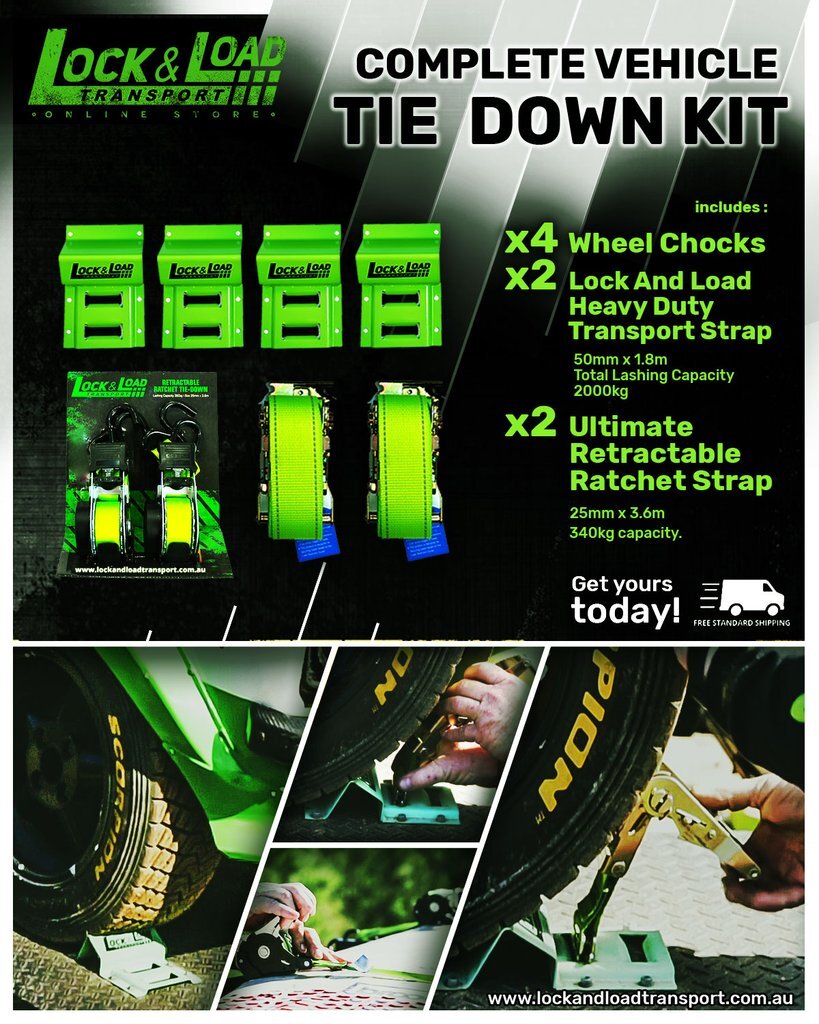 Lock & Load Transport LL-RW15 Lock & Load Rw15 Tie Down Straps & Wheel Chock Kit