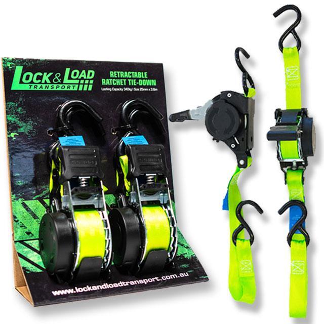 Lock & Load Transport LL-RW16 Lock & Load Rw16 Retractable Ratchet Straps 50mm Pair