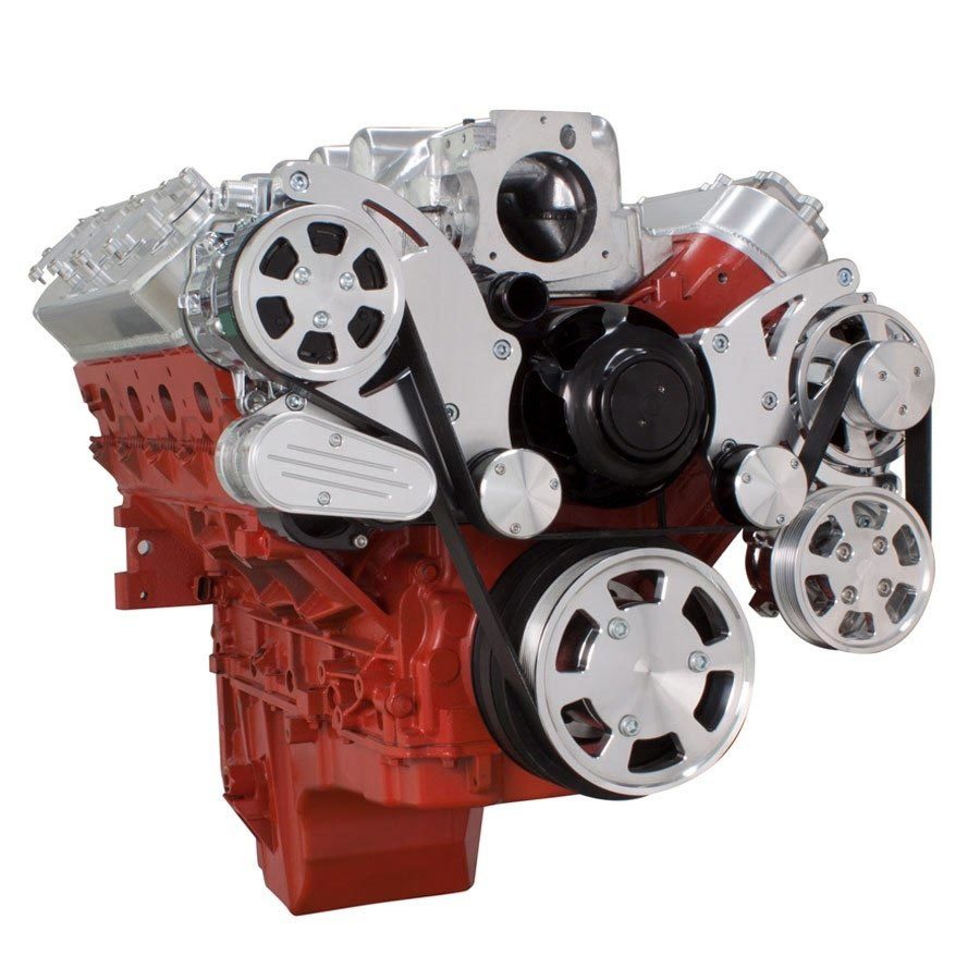 CVF LSX-WRAPTOR-AC-EWP Chevy LS Engine Serpentine Kit - AC Alternator & Power Steering w/ Electric Water Pump