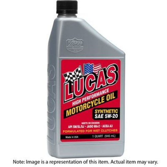 Lucas Oils LUS-10704 Synthetic SAE 5W-20 Motorcycle Oil 1 Quart