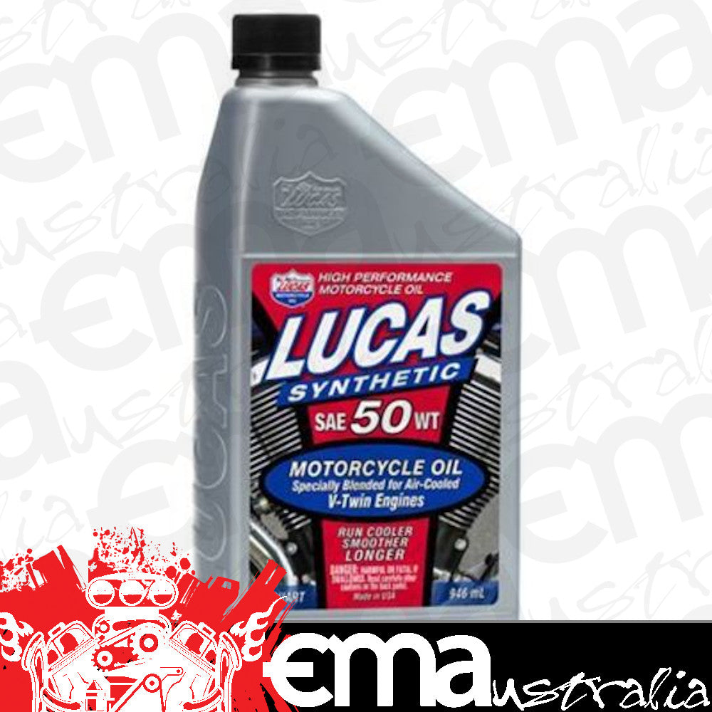 Lucas Oils LUS-10765 Synthetic SAE 50 WT Motorcycle V-Twin Oil 1 Quart