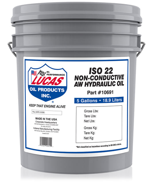 Lucas Oils LUS-11107 Non-Conductive AW ISO 32 Hydraulic Oil 5 Gallon Pail
