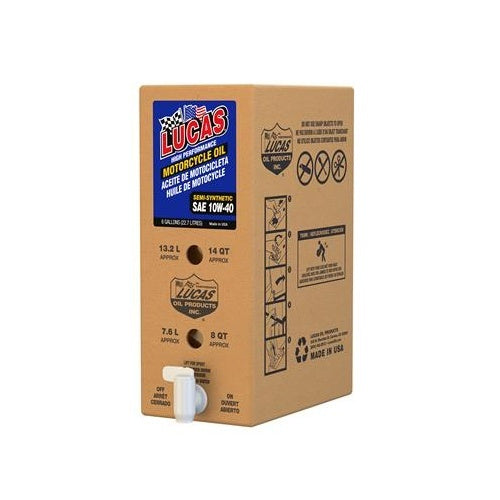 Lucas Oils LUS-18034 Semi-Synthetic SAE 10W-40 Motorcycle Oil 1 6 Gallon Box