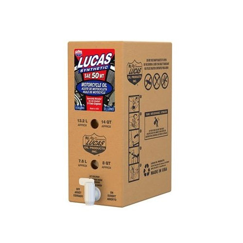 Lucas Oils LUS-18035 Synthetic SAE 50 WT Motorcycle V-Twin Oil 1 6 Gallon Box