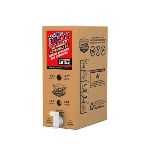 Lucas Oils LUS-18036 Synthetic SAE 0W-40 Motorcycle Oil 1 6 Gallon Box