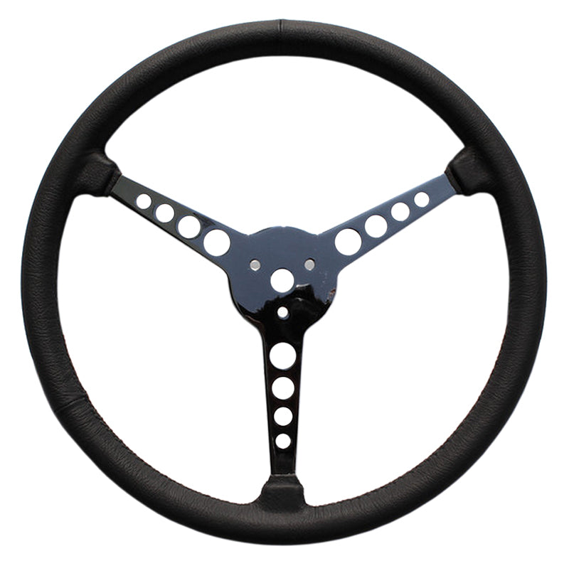 Lime Works LWD3SP15H 15" Sprint Steering Wheel 3-Spoke Leather Wrapped w/ Holes