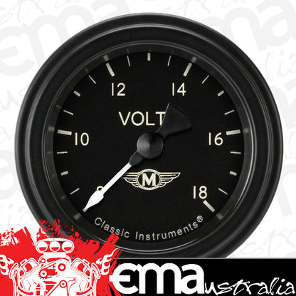 Classic Instruments MA130BLF Moal Bomber - Volt Gauge Full Sweep 2-1/8"