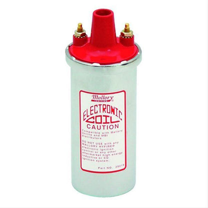 Mallory Ignition MAL29219 Mallory Canister Style Coil Chrome Red Top
