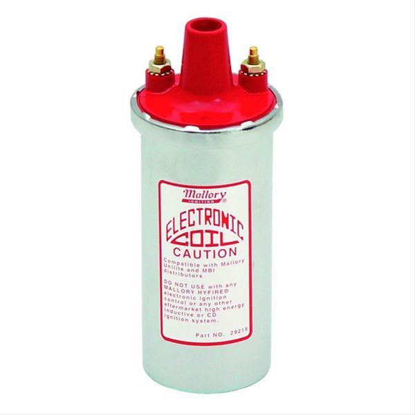 Mallory Ignition MAL29219 Mallory Canister Style Coil Chrome Red Top