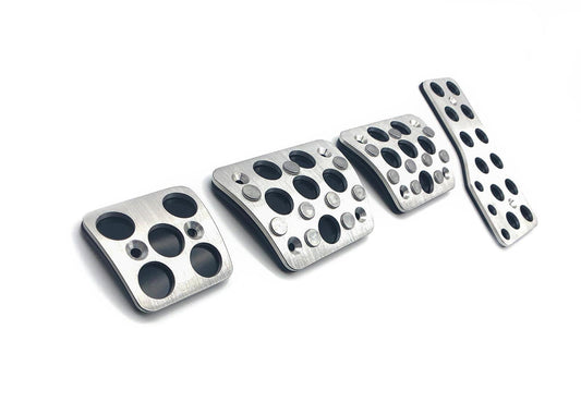 Modo Innovations MDO-MI110 Chev Pontiac Pedal Pads Gas/Brake/Clutch/Emergency Brake Pedal Natural/Black Aluminum