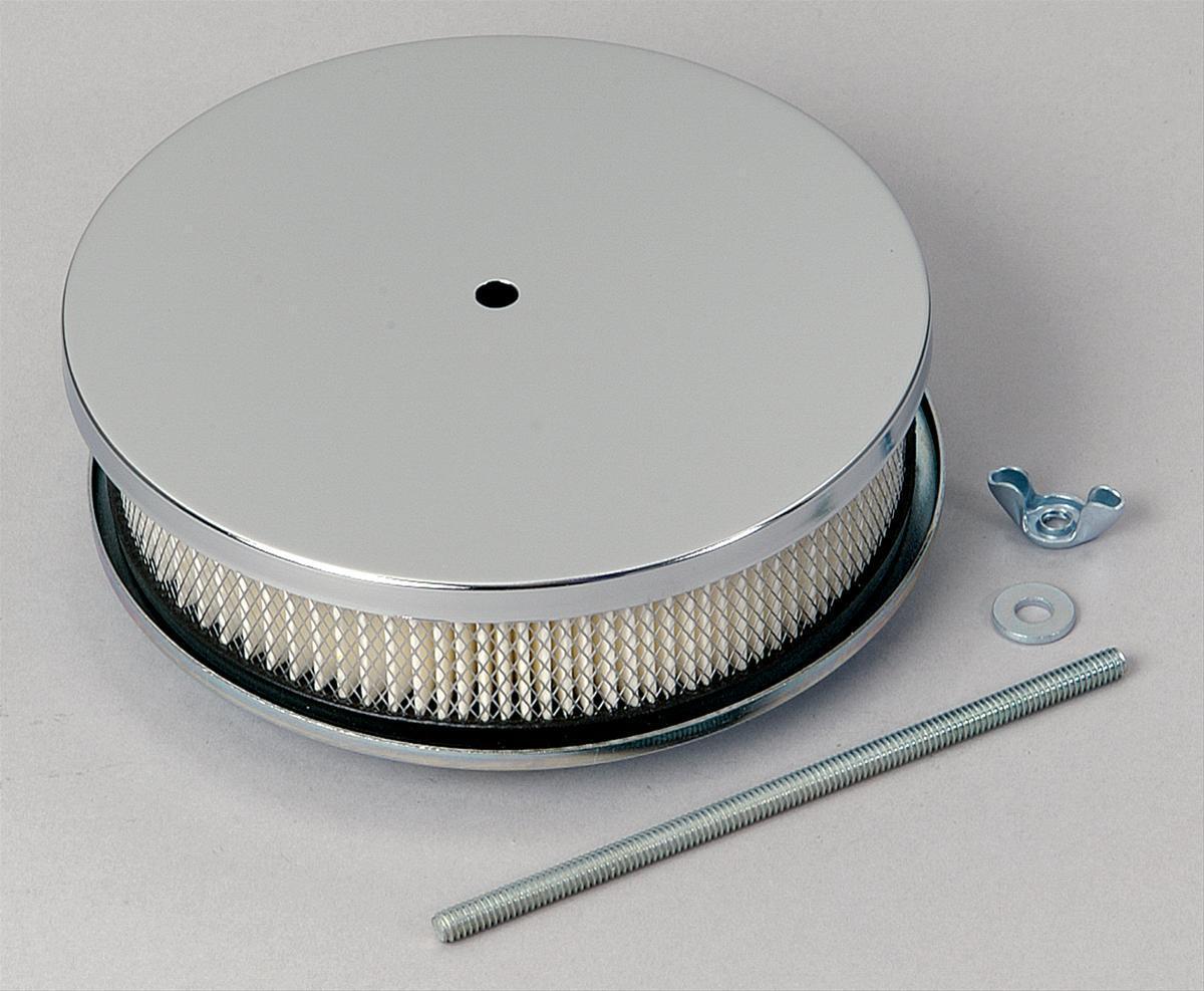 Mr Gasket MG1486 Chrome 6.5" X 2" Air Cleaner Assembly Raised Fits 5-1/8" Carbs