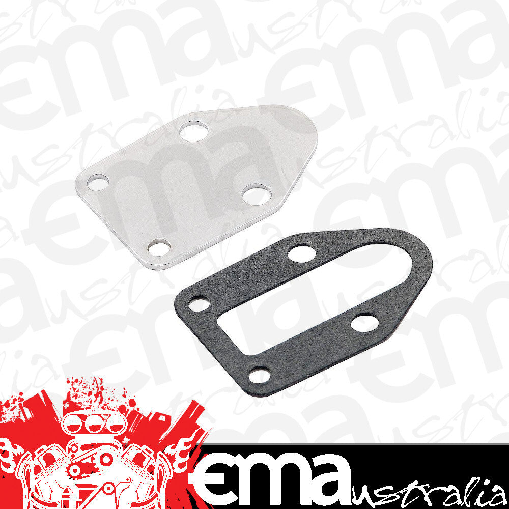 Mr Gasket MG1515 Chrome Fuel Pump Block Off Plate & Gasket Suit Chev Sb V8