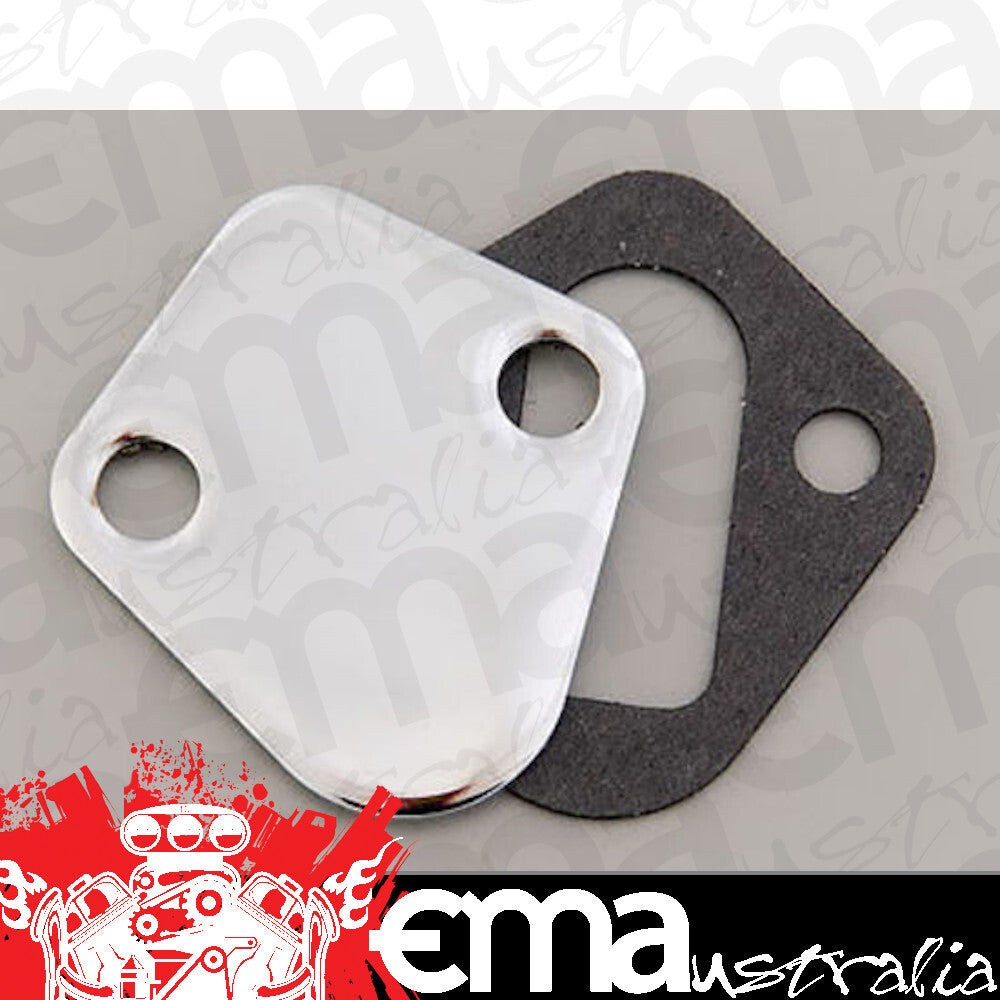 Mr Gasket MG1516 Chrome Fuel Pump Block Off Plate & Gasket Suit Chev Bb V8