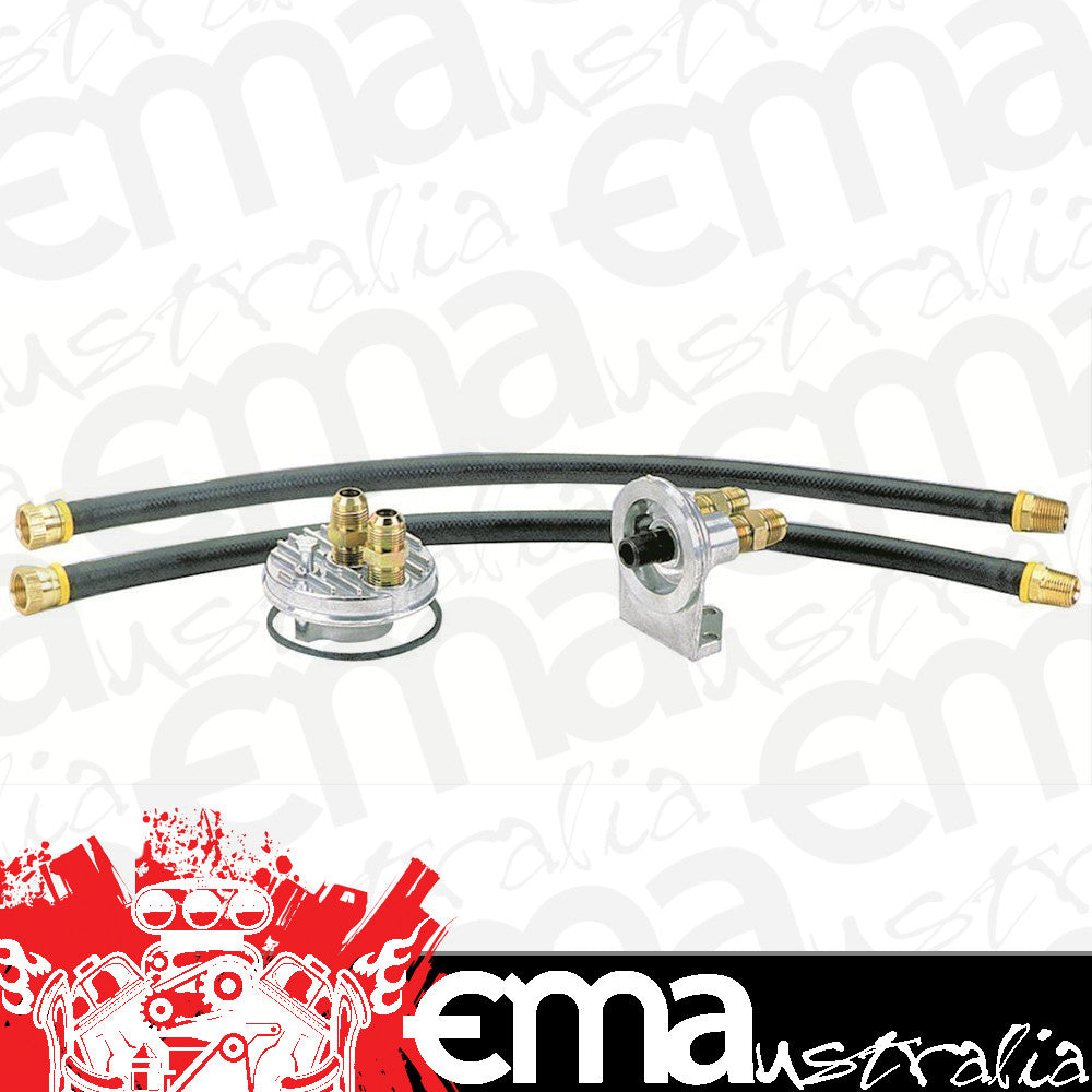 Milodon MIL21570 Single Oil Filter Relocation Kit Chev 24" Hoses