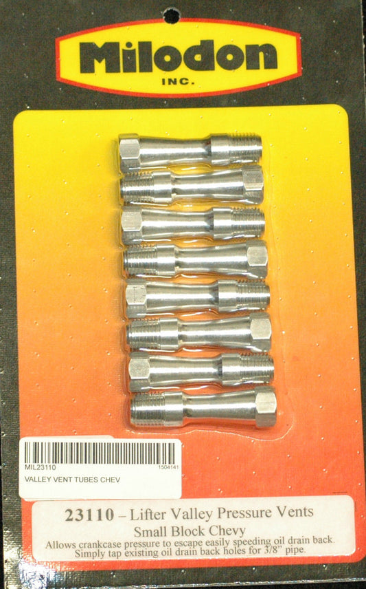 Milodon MIL23110 Lifter Valley Pressure Vents 1/4" Npt Chev SB